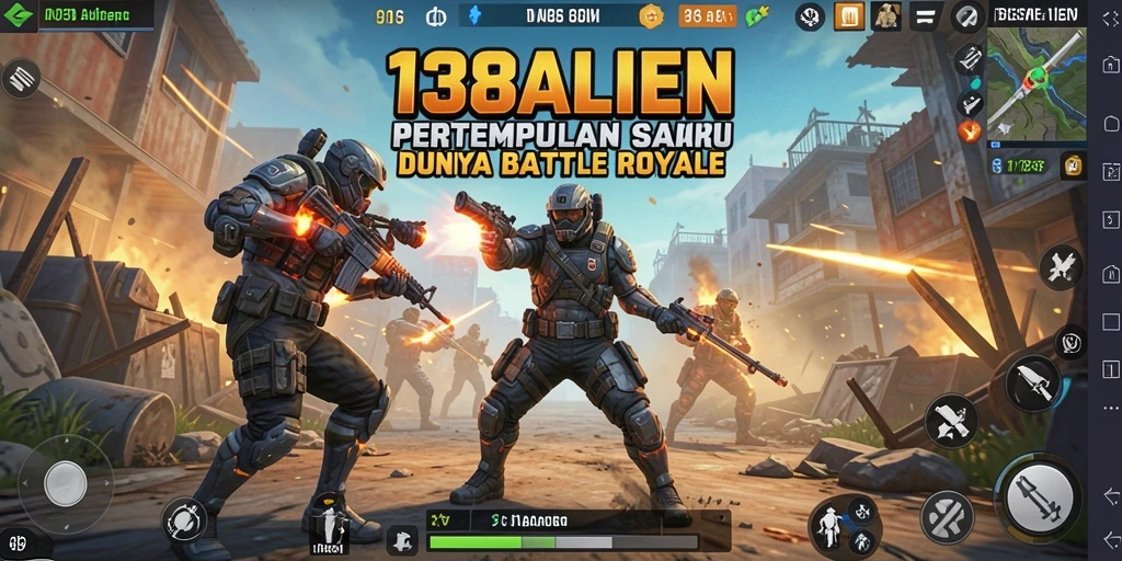 Screenshot gameplay <strong>138ALIEN</strong> yang menampilkan pertempuran seru dalam arena Battle Royale.