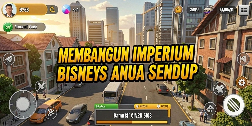 Screenshot gameplay 8768 yang menampilkan pembangunan bisnis yang kreatif.