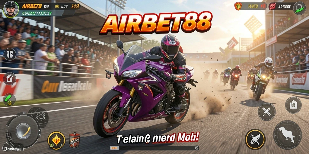 Tampilan gameplay balapan motor yang menegangkan dan seru.