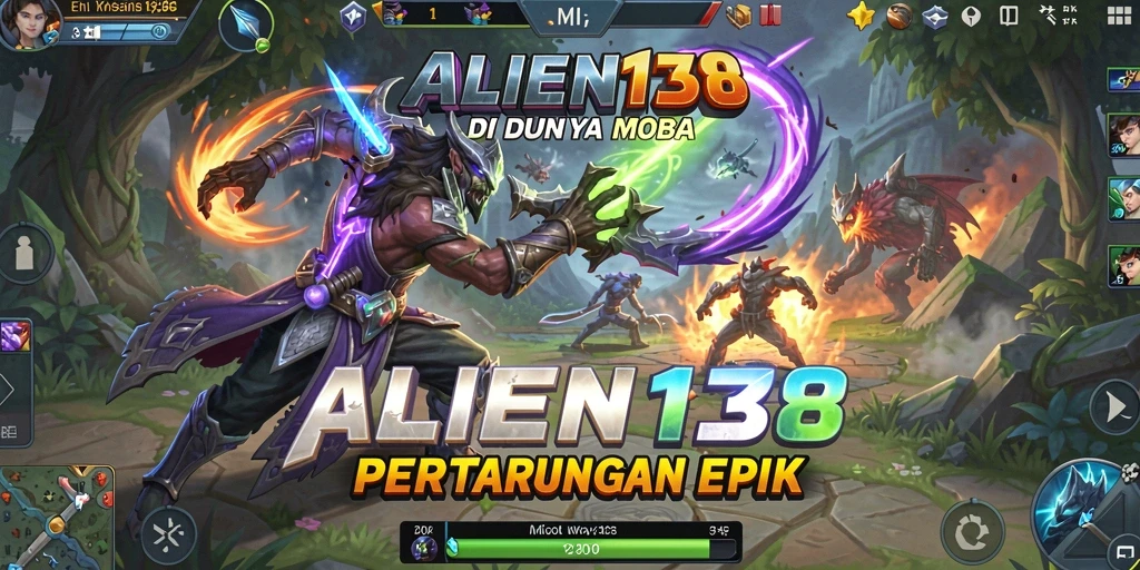 Gambaran gameplay MOBA penuh aksi di ALIEN138.