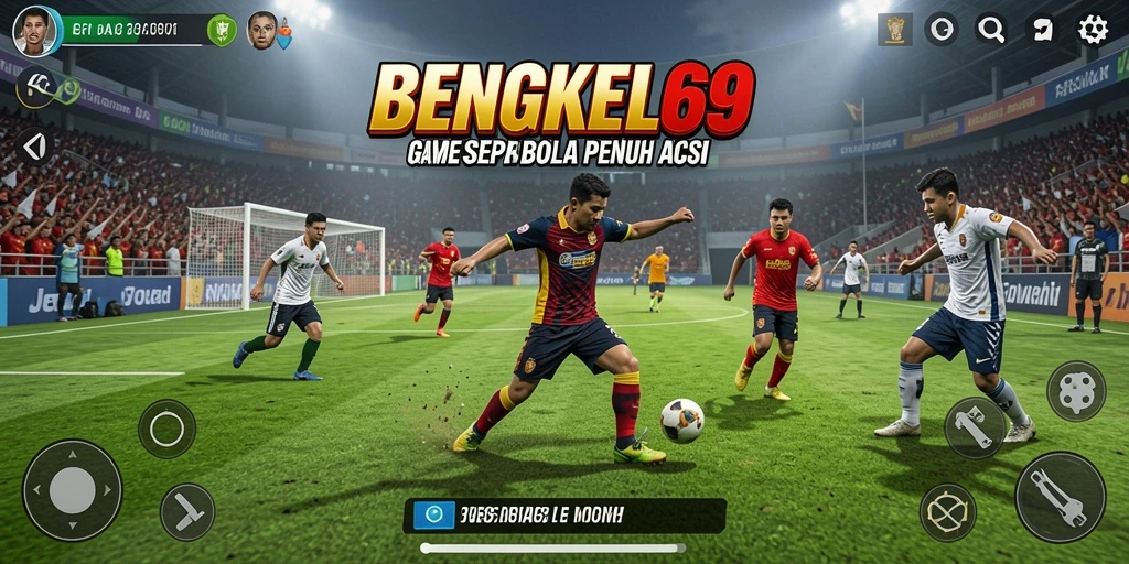 Gameplay BENGKEL69 yang seru dan mendebarkan saat bermain sepak bola.