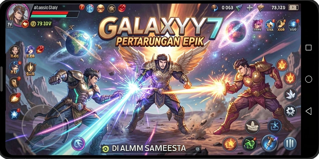 Tampilan gameplay pertarungan mendebarkan di GALAXY77.