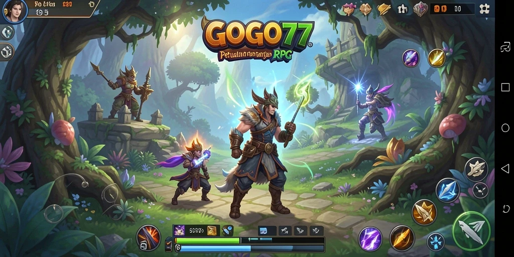 Tangkapan layar utama GOGO77 menampilkan aksi RPG seru.