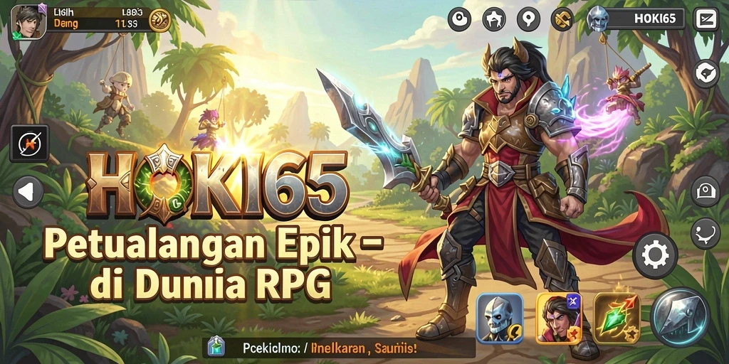 Screenshot gameplay HOKI65 menunjukkan aksi pertempuran memukau dalam dunia RPG.