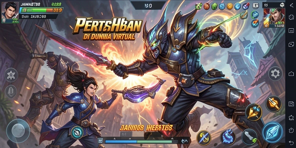 Screenshot JAWABET88 menampilkan aksi pertarungan yang seru dan dinamis.