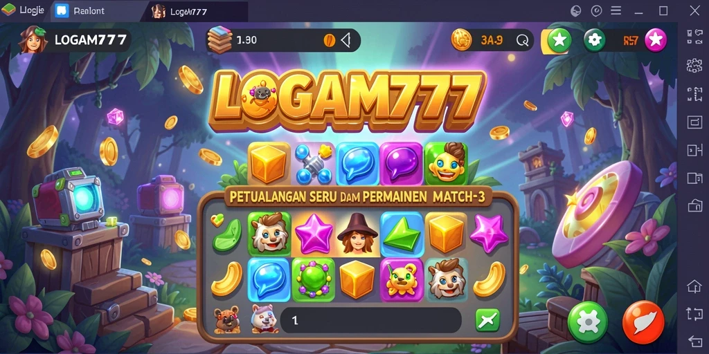 Tangkapan layar LOGAM777 dengan gameplay Match-3 yang menarik.