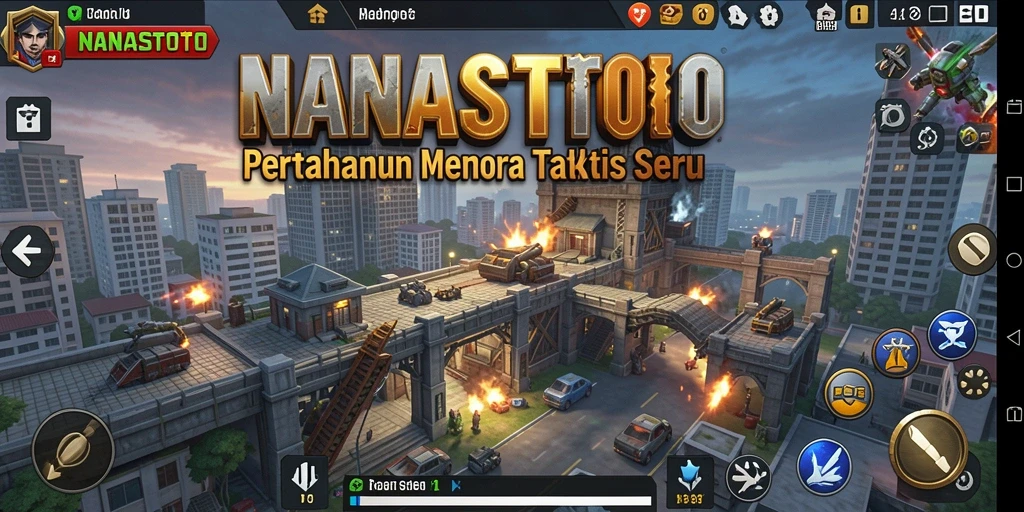 Tampilan gameplay mendebarkan dalam NANASTOTO di Tower Defense.