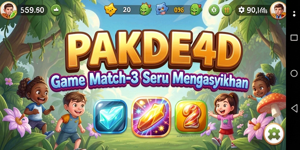 Tampilan permainan Match-3 yang seru dan menantang.