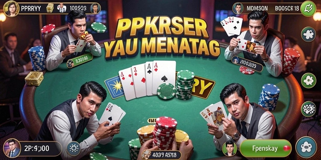 Tampilan gameplay Poker yang mendebarkan dan interaktif.