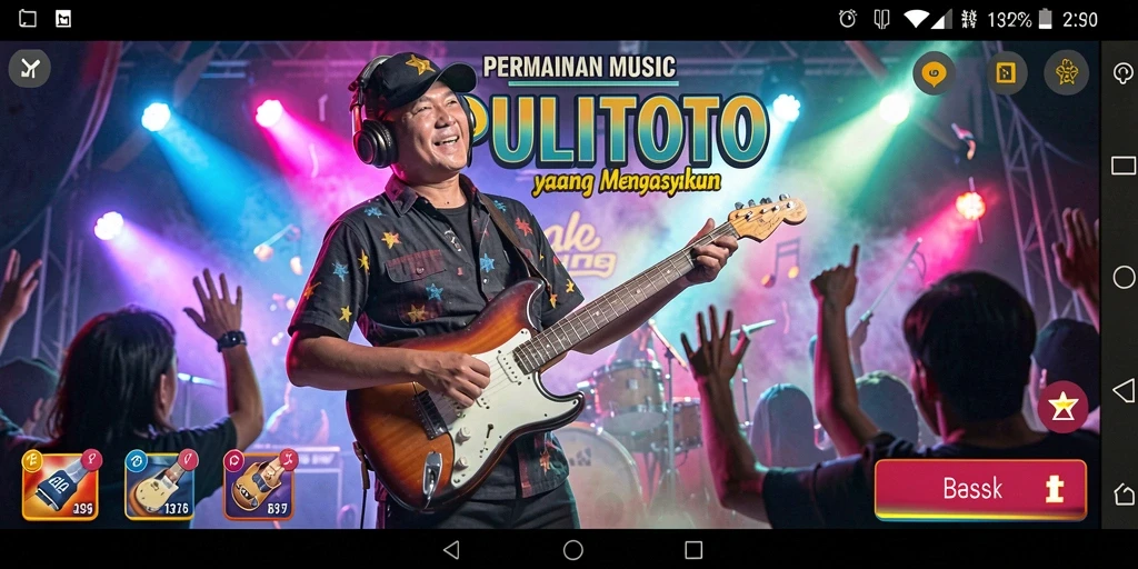Screenshot PULITOTO menampilkan pemain menikmati gameplay musik yang mendebarkan.