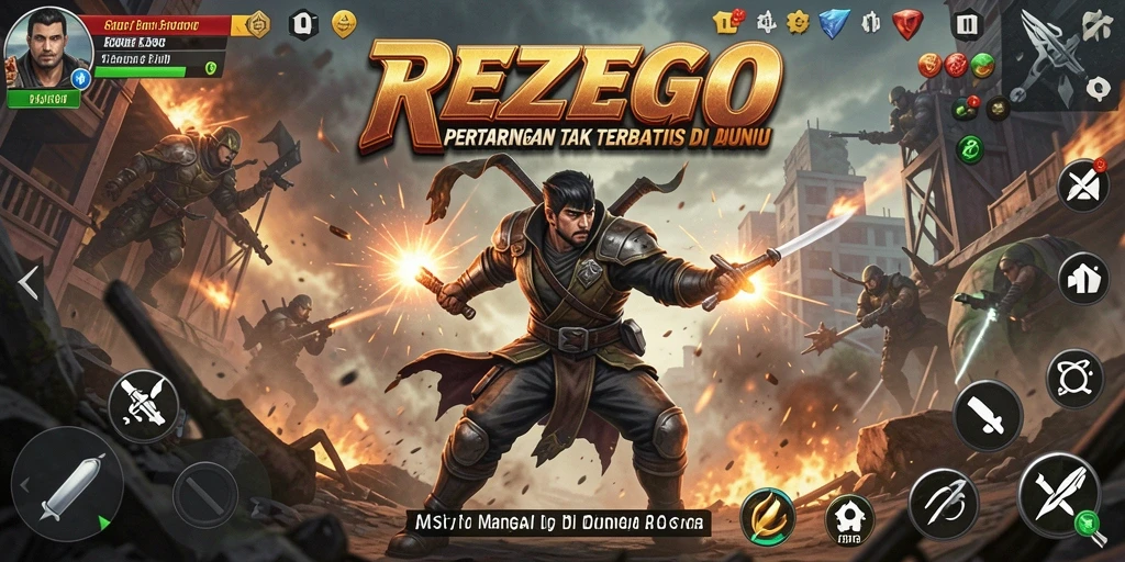 Screenshot menunjukkan aksi bertarung yang mendebarkan di REZEGO.