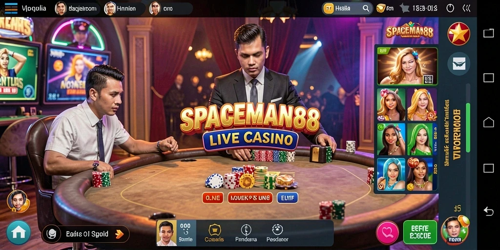 Tampilan gameplay Live Casino SPACEMAN88 yang menarik dan interaktif.
