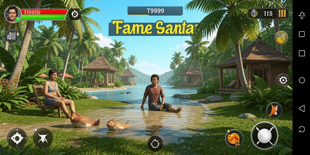Tampilan gameplay T9999 yang ceria dan menghibur.