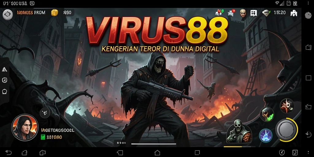Tampilan mendebarkan dari gameplay horror di VIRUS88.