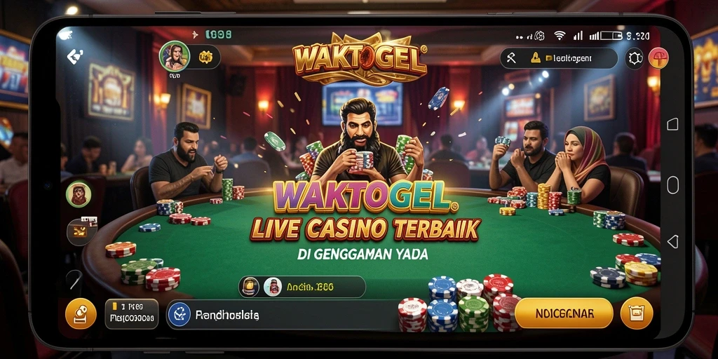 Screenshot utama WAKTOGEL menampilkan dealer langsung di meja permainan.